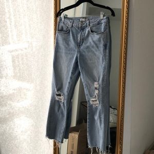 Zara distressed crop flare jeans
